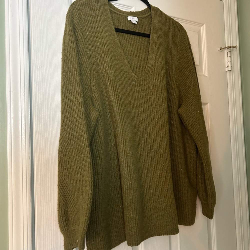 J. Jill Olive V-Neck Knit Sweater